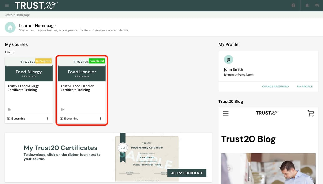 How do I download my Food Handler Certificate?